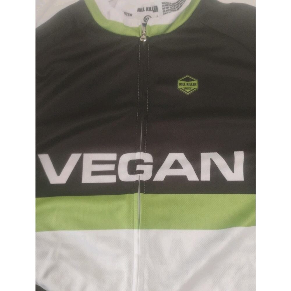 Vegan Hill Killer XL Cycling Jersey Black Green White